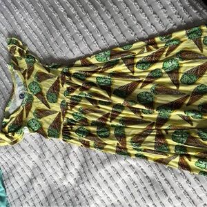 Dreamers Yellow Dress with Green Ice Cream Print